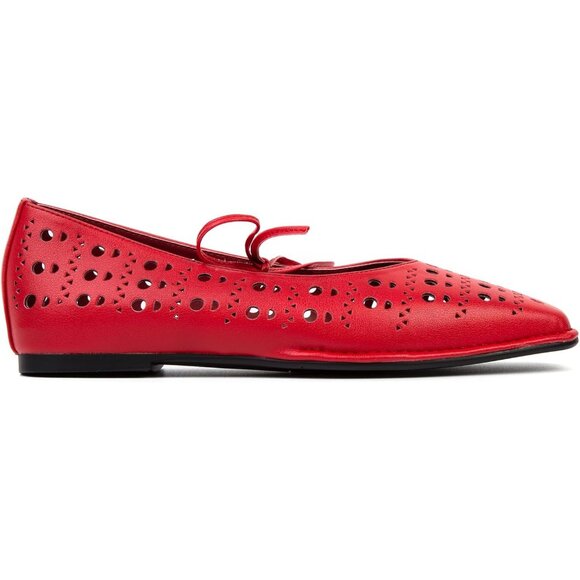 Women Slit-red Square Toe Comfortable Slip-On Lace-Up Loafers Summer Shoes - Picture 5 of 6